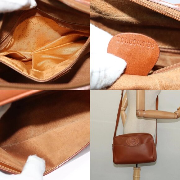 GUCCI Shoulder Bag Leather Brown Gold Auth gh539 - Picture 15 of 16